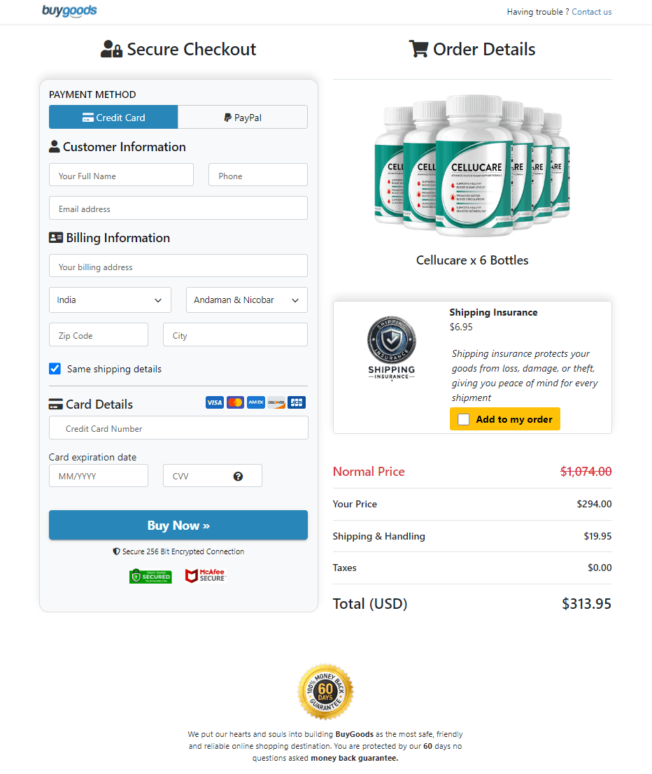 CelluCare Secure Order Form